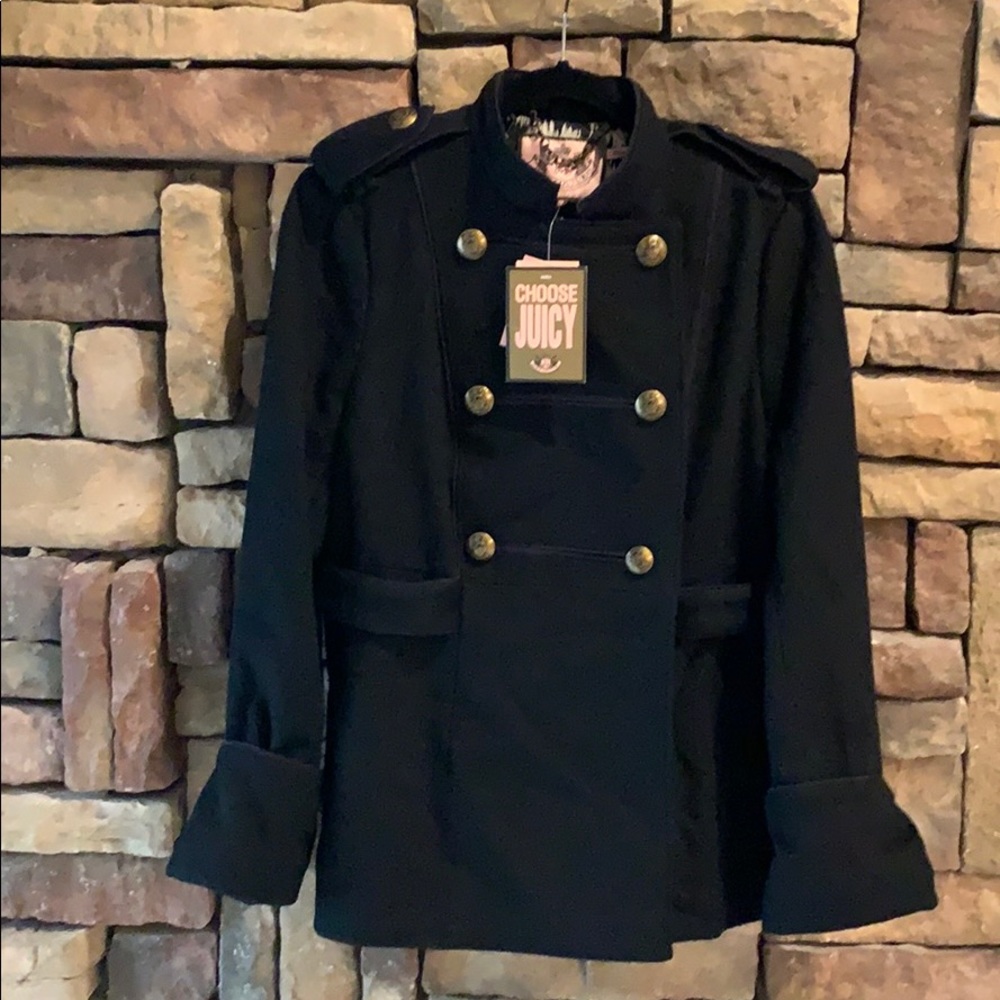Black Melton Military coat